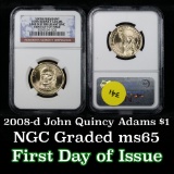 NGC 2008-d John Quincy Adams Presidential Dollar $1 Graded ms65 By NGC