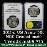 NGC 2011-d U.S. Army Modern Commem Half Dollar 50c Graded ms69 By NGC