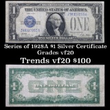 1928A $1 Blue Seal Silver Certificate Sigs Woods/Mellon Grades vf, very fine