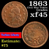 1863 Turban Liberty Civil War Token 1c Grades xf+