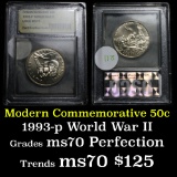 1993-p World War II Unc Commem Half Dollar 50c Graded Perfect Gem+++ Unc USCG