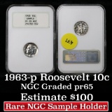 NGC Sample Slab 1963 Roosevelt Dime 10c Graded pr69 By NGC