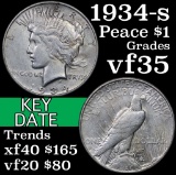 1934-s Peace Dollar $1 Grades vf++