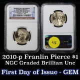 NGC 2010-p Franklin Pierce Presidential Dollar $1 Graded ms65 By NGC