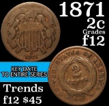 1871 Two Cent Piece 2c Grades f, fine