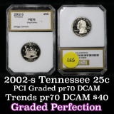 2002-s Tennessee Washington Quarter 25c Graded Gem++ Proof Deep Cameo By PCI