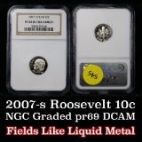 NGC 2007-s Roosevelt Dime 10c Graded pr69 dcam By NGC