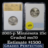 2005-p Minnesota Washington Quarter 25c Graded Gem++ Unc By SGS