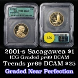 2001-s Sacagawea Golden Dollar $1 Graded pr69 dcam By ICG
