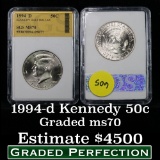 1994-d Kennedy Half Dollar 50c Graded Gem++ Unc By SGS
