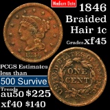 1846 Braided Hair Large Cent 1c Grades xf+