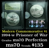 1994-P Pow Museum Modern Commem Dollar $1 Graded ms70, Perfection By uSCG