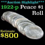 ***Auction Highlight*** Solid date uncirculated Roll of 1922-p Peace Dollars, PQ (fc)