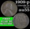 1909-p Lincoln Cent 1c Grades Choice AU