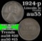 1924-p Lincoln Cent 1c Grades Choice AU