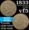 1833 Coronet Head Large Cent 1c Grades vf+