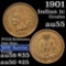 1901 Indian Cent 1c Grades Choice AU