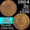 1864 Two Cent Piece 2c Grades vf, very fine