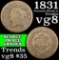 1831 Coronet Head Large Cent 1c Grades vg, very good