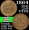 1864 Two Cent Piece 2c Grades vf+