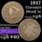 1817 Coronet Head Large Cent 1c Grades vg, very good