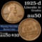 1925-d Lincoln Cent 1c Grades AU, Almost Unc