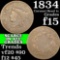 1834 Coronet Head Large Cent 1c Grades f+