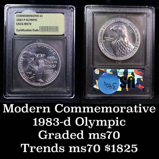 1983-p Olympics Modern Commem Dollar $1 Graded ms70, Perfection by USCG