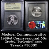 1989-d Congress Modern Commem Half Dollar 50c Graded ms70, Perfection by USCG