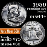 1959-p Franklin Half Dollar 50c Grades Choice+ Unc