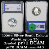 2006-s Silver South Dakota Washington Quarter 25c Graded GEM++ Proof Deep Cameo By IGS