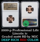 NGC 2009-p Professional Life Lincoln Cent 1c Graded ms66 rd By NGC