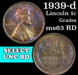 1939-d Lincoln Cent 1c Grades Select Unc RD
