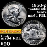 1950-p Franklin Half Dollar 50c Grades Choice Unc FBL