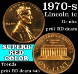 1970-s Large Date Lincoln Cent 1c Grades Gem++ Proof Red Deep cameo