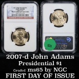 NGC 2007-d John Adams Presidential Dollar $1 Graded ms65 By NGC