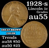 1928-s Lincoln Cent 1c Grades Choice AU