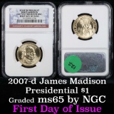 NGC 2007-d James Madison Presidential Dollar $1 Graded ms65 By NGC