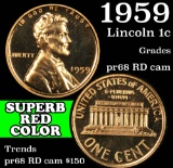 1959 Lincoln Cent 1c Grades Gem++ Proof Red Cameo