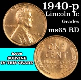 1940-p Lincoln Cent 1c Grades GEM Unc RD