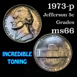 1973-p Jefferson Nickel 5c Grades GEM+ Unc