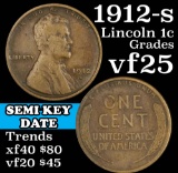 1912-s Lincoln Cent 1c Grades vf+