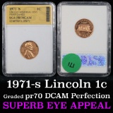 1971-s Lincoln Cent 1c Graded Perfection By SGS