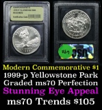 1999-p Yellowstone Modern Commem Dollar $1 Graded ms70, Perfection by USCG