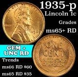 1935-p Lincoln Cent 1c Grades Gem+ Unc RD