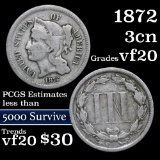 1872 Three Cent Copper Nickel 3cn Grades vf, very fine