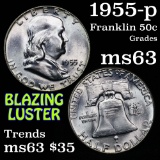1955-p Franklin Half Dollar 50c Grades Select Unc