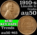 1910-s Lincoln Cent 1c Grades AU, Almost Unc