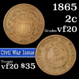 1865 Two Cent Piece 2c Grades vf, very fine