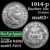 1914-p Barber Dime 10c Grades Select+ Unc